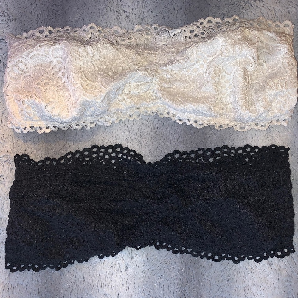 Aerie strapless bandeau bra white/black